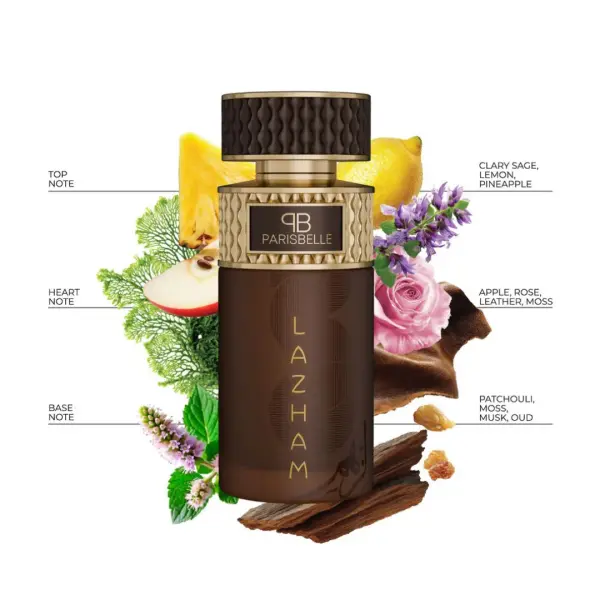 Parisbelle Lazham Extrait De Parfum 100ml – Fruity, Leathery & Oud Long-Lasting Fragrance