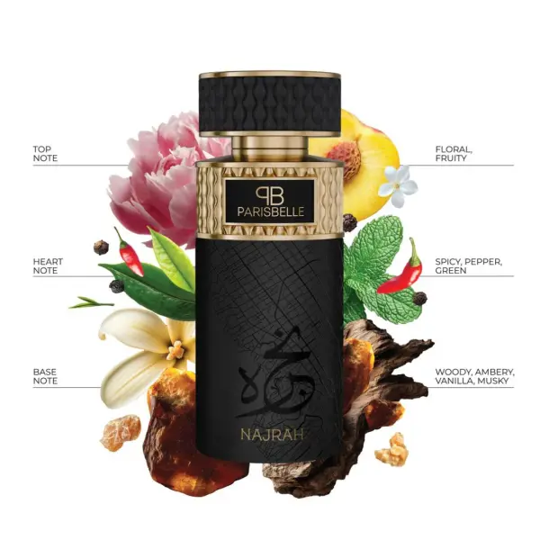Parisbelle Najrah Extrait De Parfum 100ml – Floral, Spicy & Woody Fragrance